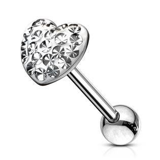 Šperky4U Piercing do jazyku - srdce - PJ01059-C