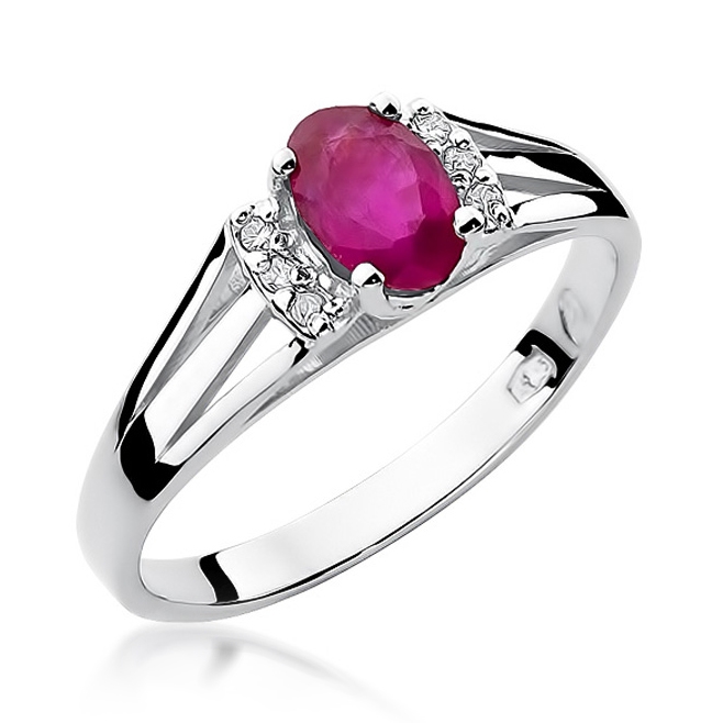 NUBIS® Zlatý prsten s diamanty a rubínem - W-005WR