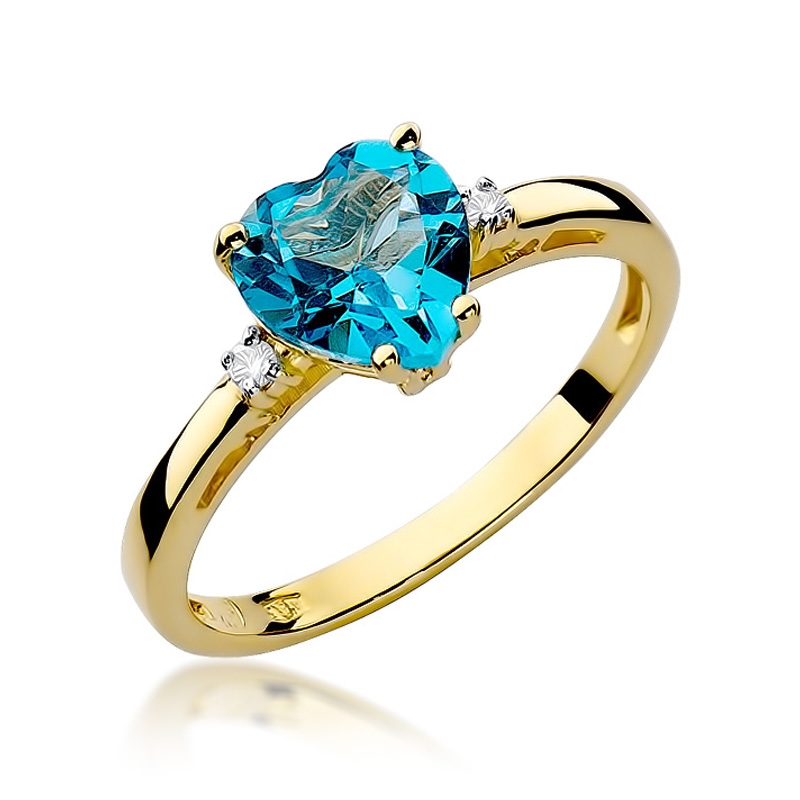 NUBIS® Zlatý prsten s diamanty a topazem - W-012GT