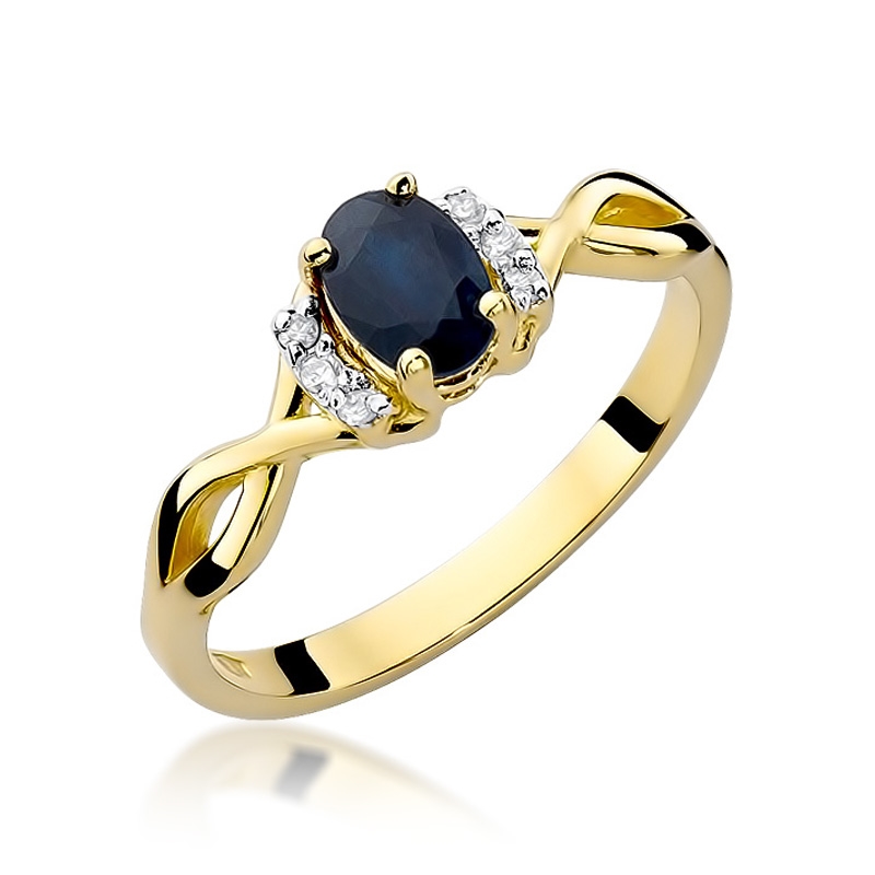 NUBIS® Zlatý prsten s diamanty a safírem - W-019GSP
