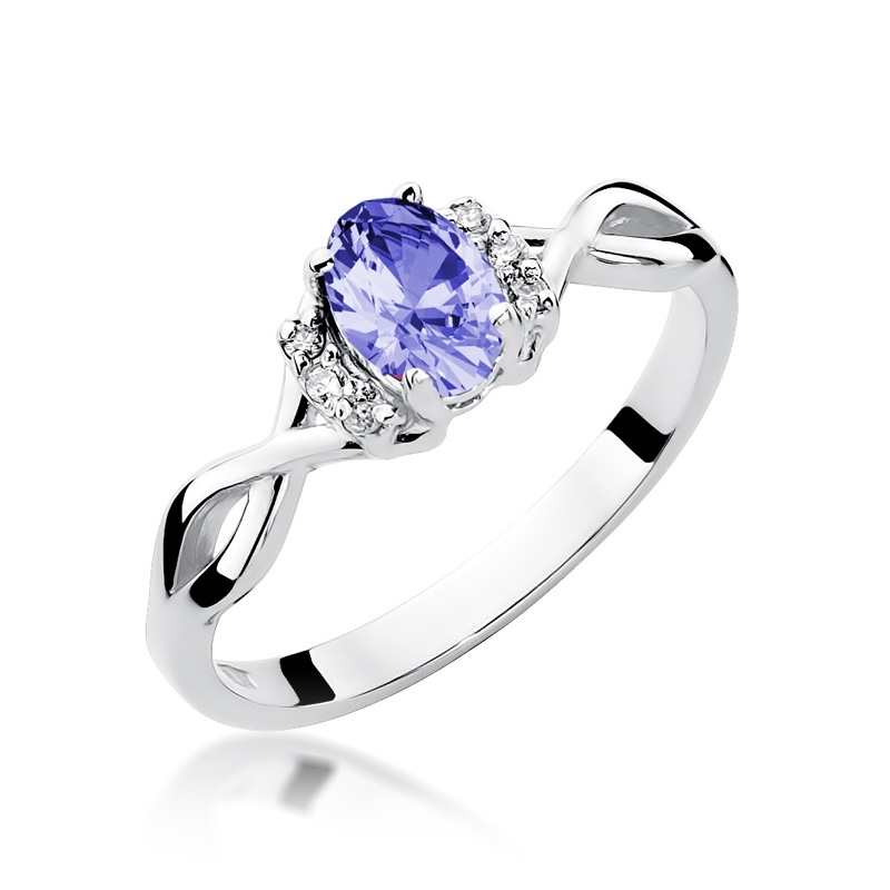 NUBIS® Zlatý prsten s diamanty a tanzanitem - W-019WTA