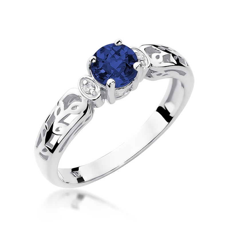 NUBIS® Zlatý prsten s diamanty a safírem - W-014WS