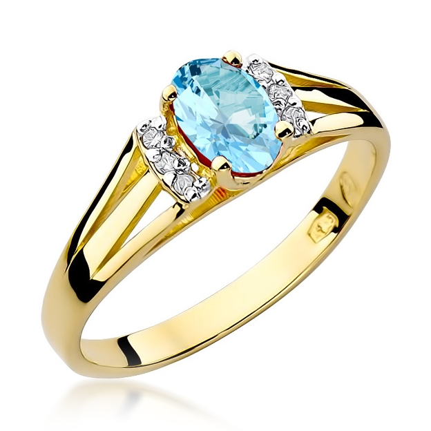 NUBIS® Zlatý prsten s diamanty a topazem - W-005GT