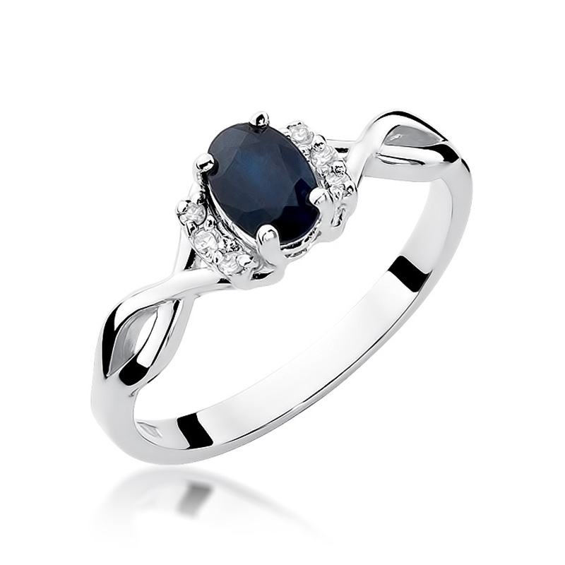 NUBIS® Zlatý prsten s diamanty a safírem - W-019WSP