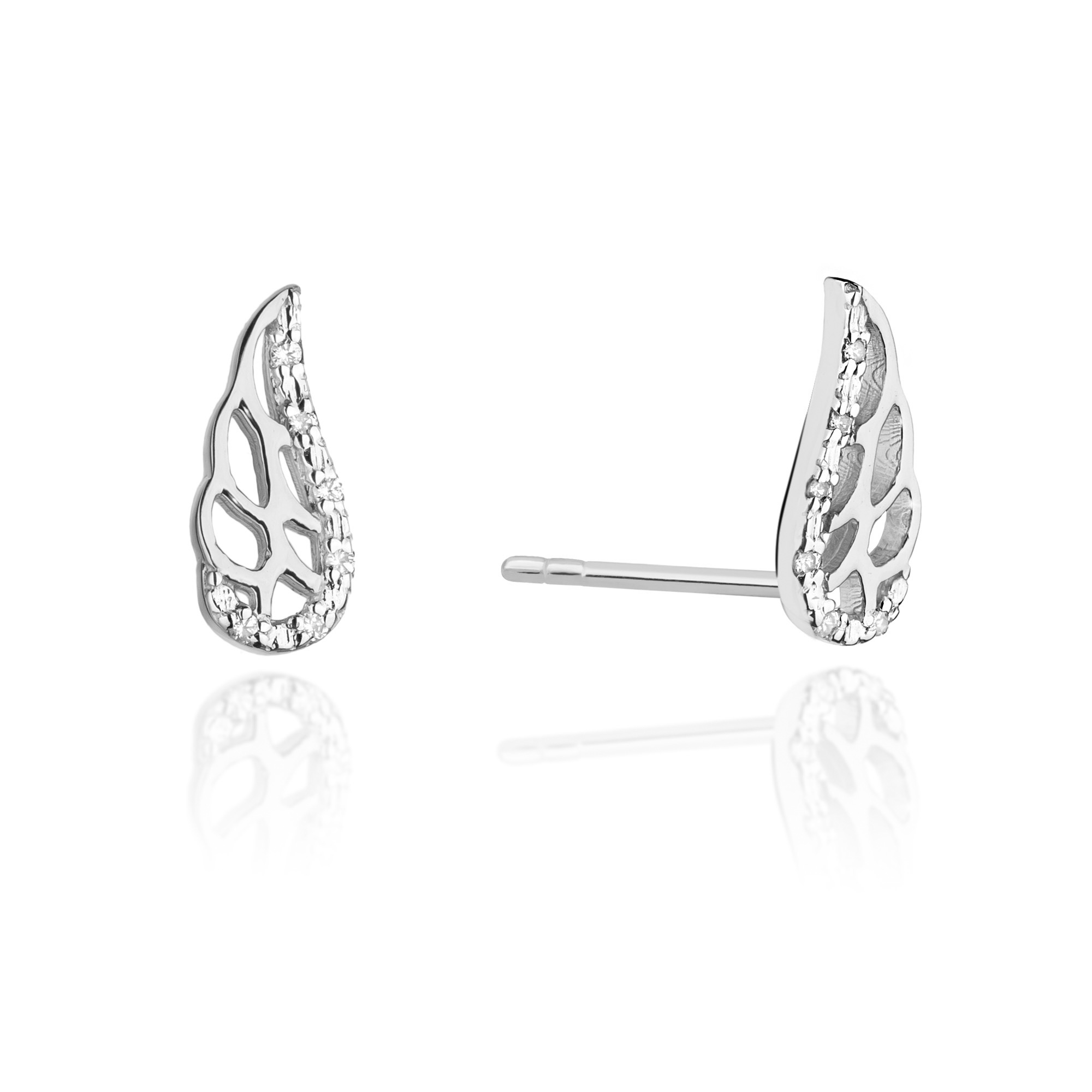 NUBIS® Diamantové náušnice křídla, bílé zlato a brilianty - CK-001-WG