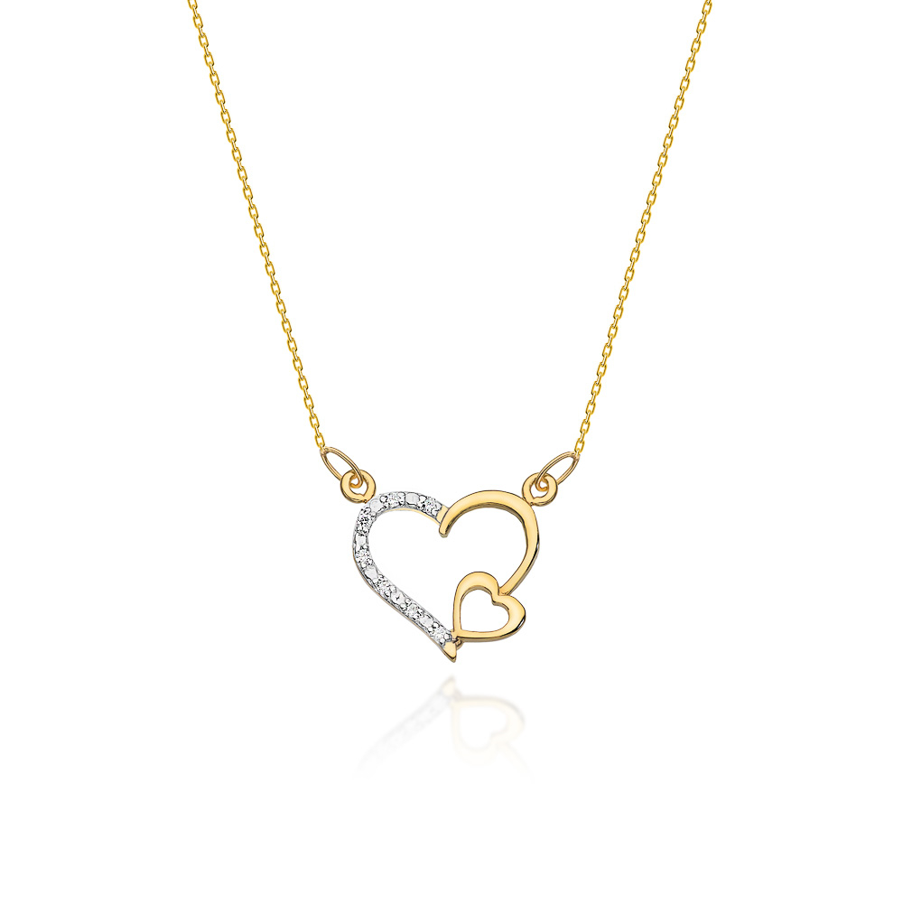 NUBIS® Diamantový náhrdelník srdíčko, žluté a bílé zlato a brilianty - C-003-YG