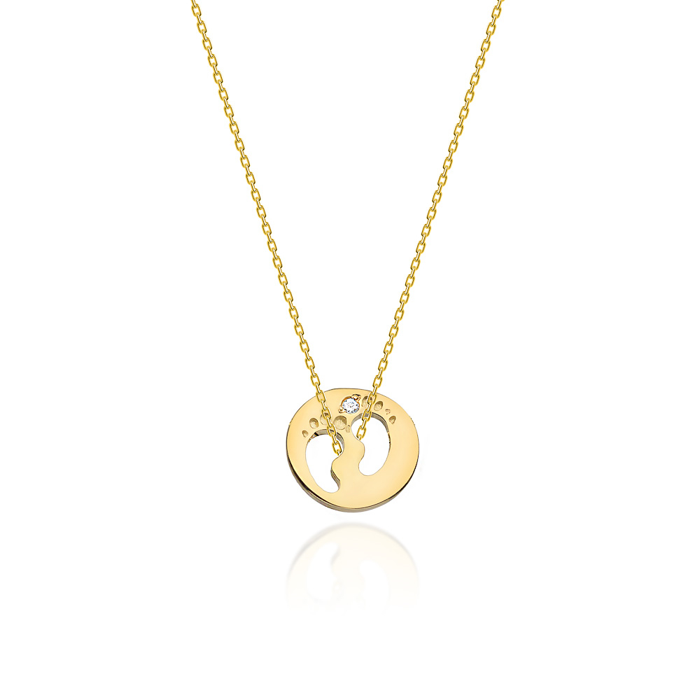 NUBIS® Diamantový náhrdelník dětské stopy, žluté zlato a briliant - C-005-YG