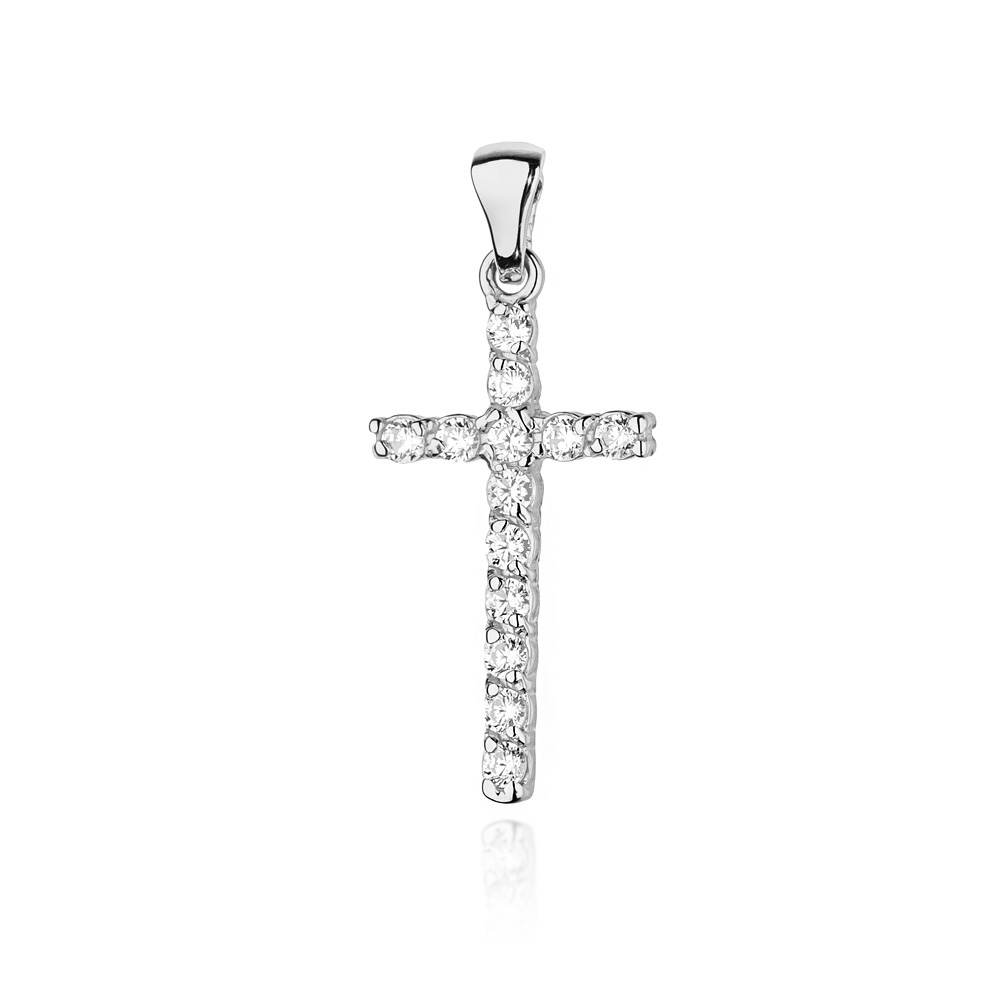 NUBIS® Diamantový přívěšek křížek, bílé zlato a brilianty - K-006-WG