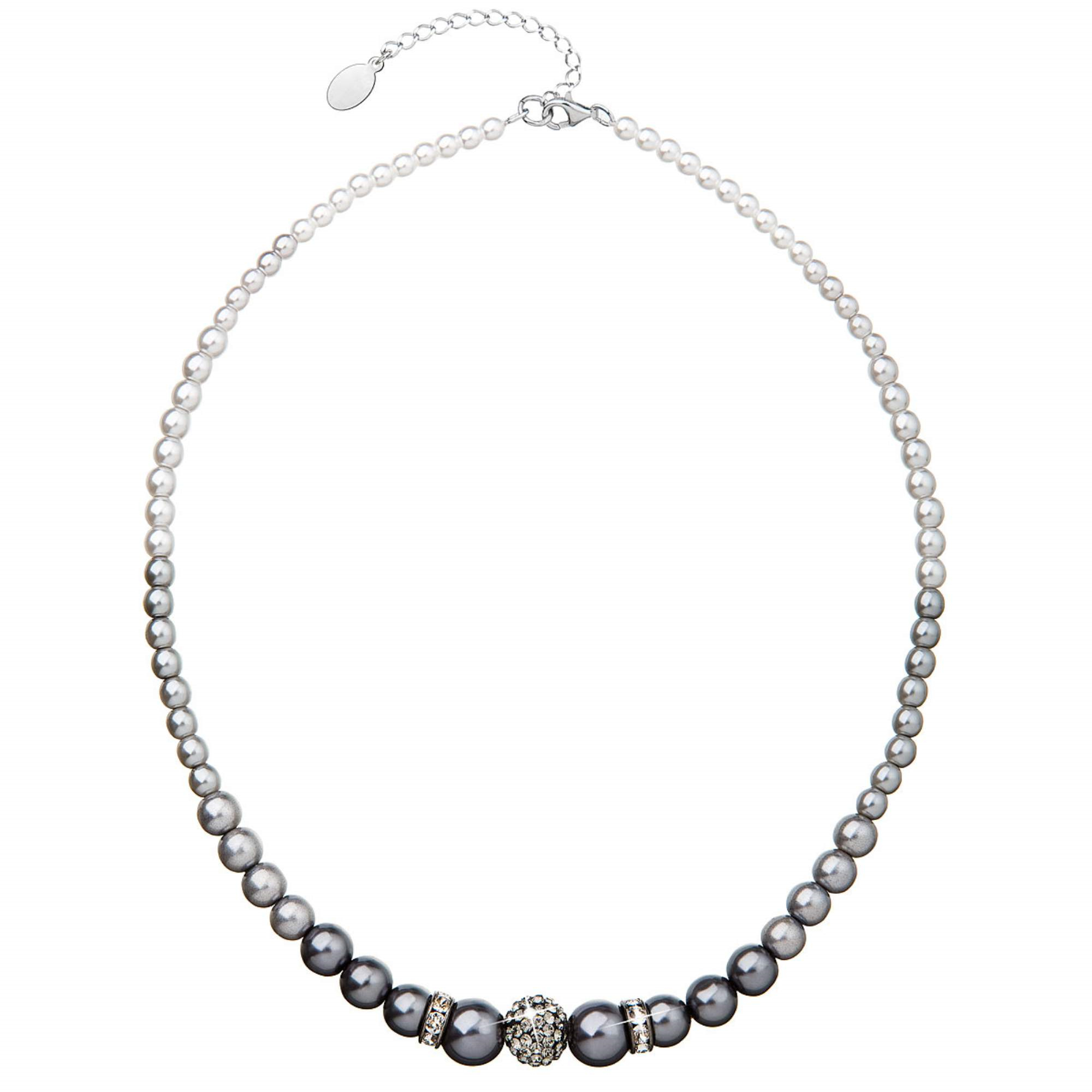 Perlový náhrdelník šedý s Preciosa kryštálmi 32008.3
