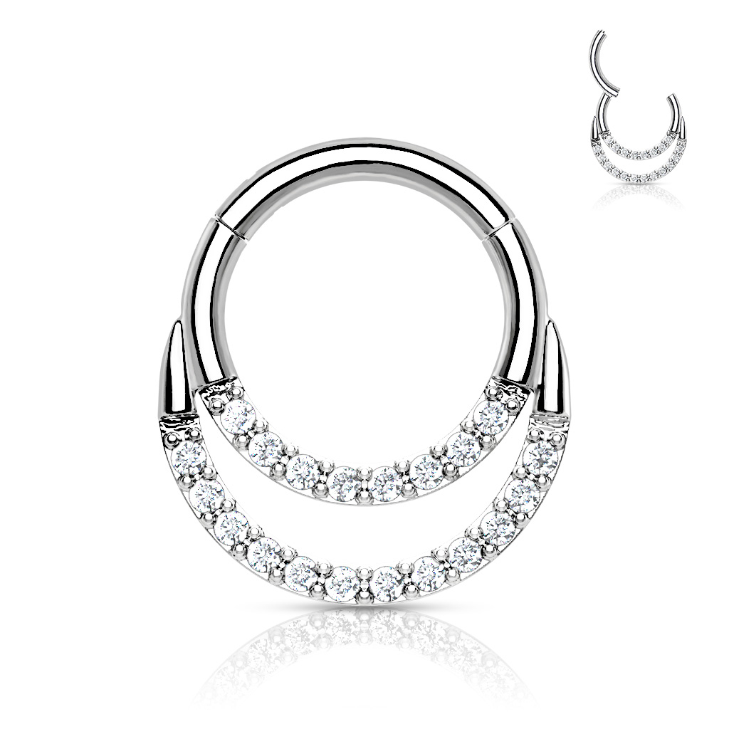 Šperky4U Piercing kruh segment, čiré kameny, 1,2 x 8 mm - K01063ST-1208