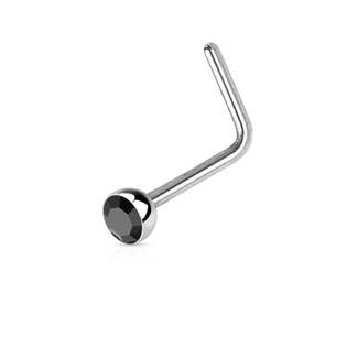 Šperky4U Zahnutý piercing do nosu s kamínkem - N0044-K