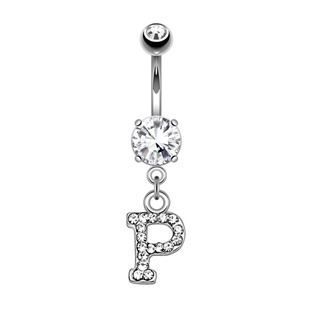 Šperky4U Piercing do pupíku - Iniciála - WP01216-P