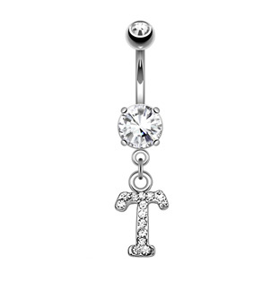 Šperky4U Piercing do pupíku - Iniciála - WP01216-T