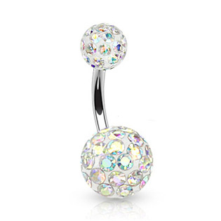 Šperky4U Piercing do pupíku zdobený krystaly Swarovski® - BS01021-AB