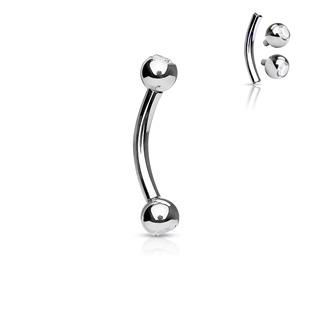 Šperky4U Piercing banánek vnitřní závit, zirkon - TITAN - TIT1011-16114