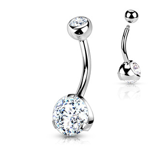 Šperky4U Piercing do pupíku - banánek se zirkony - BS01054-C