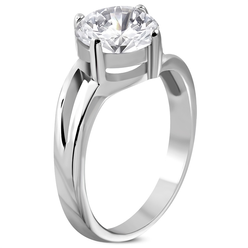 Šperky4U Ocelový prsten se zirkonem, vel. 51 - velikost 51 - OPR1608-51