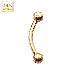 Šperky4U Zlatý piercing do obočí - kuličky, Au 585/1000 - ZL01107-1210-YG