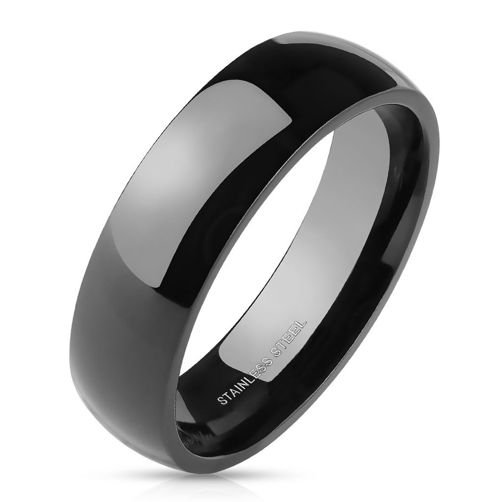 Šperky4U Ocelový prsten černý, šíře 6 mm - velikost 70 - OPR1299-6-70