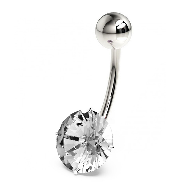 Šperky4U Stříbrný piercing do pupíku, zirkon 10 mm - BP01017-C