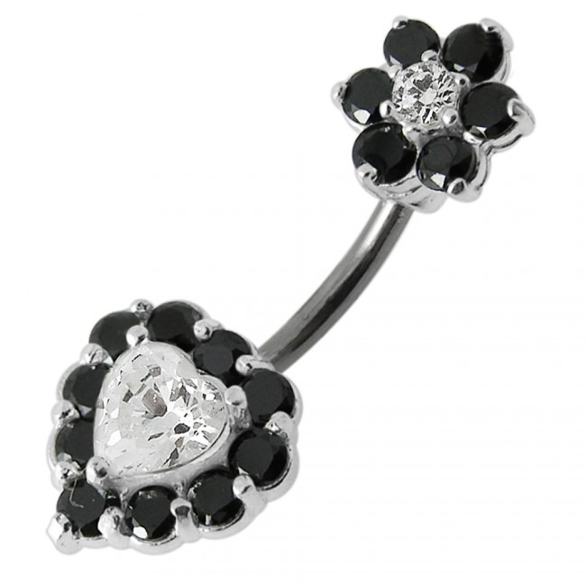 Šperky4U Piercing do pupíku, černé zirkony - BP01105-K
