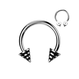 Šperky4U Piercing - podkova - černé proužky - PV01008