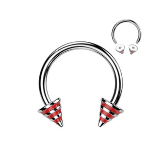 Šperky4U Piercing - podkova - červené proužky - PV01009