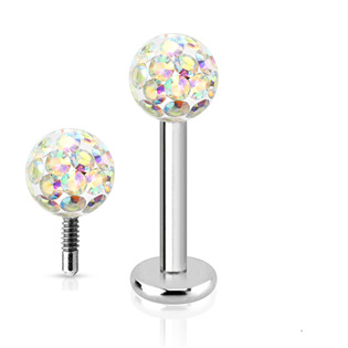 NUBIS® Piercing do brady labreta s krystaly Crystals from  SWAROVSKI®1,2 x 6 mm - LB1038-1206AB