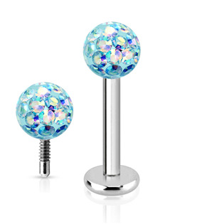 NUBIS® Piercing do brady labreta s krystaly Crystals from  SWAROVSKI®1,2 x 6 mm - LB1038-1206QAB