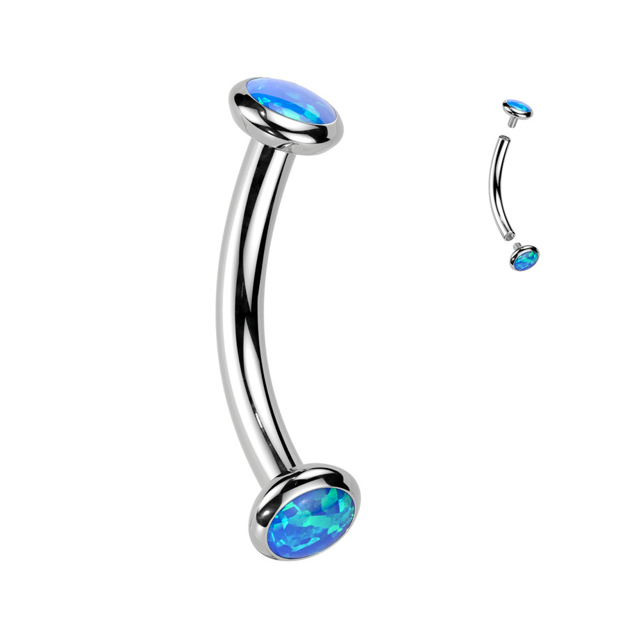 Šperky4U Piercing do obočí TITAN, modrý opál - TIT1380-OP05