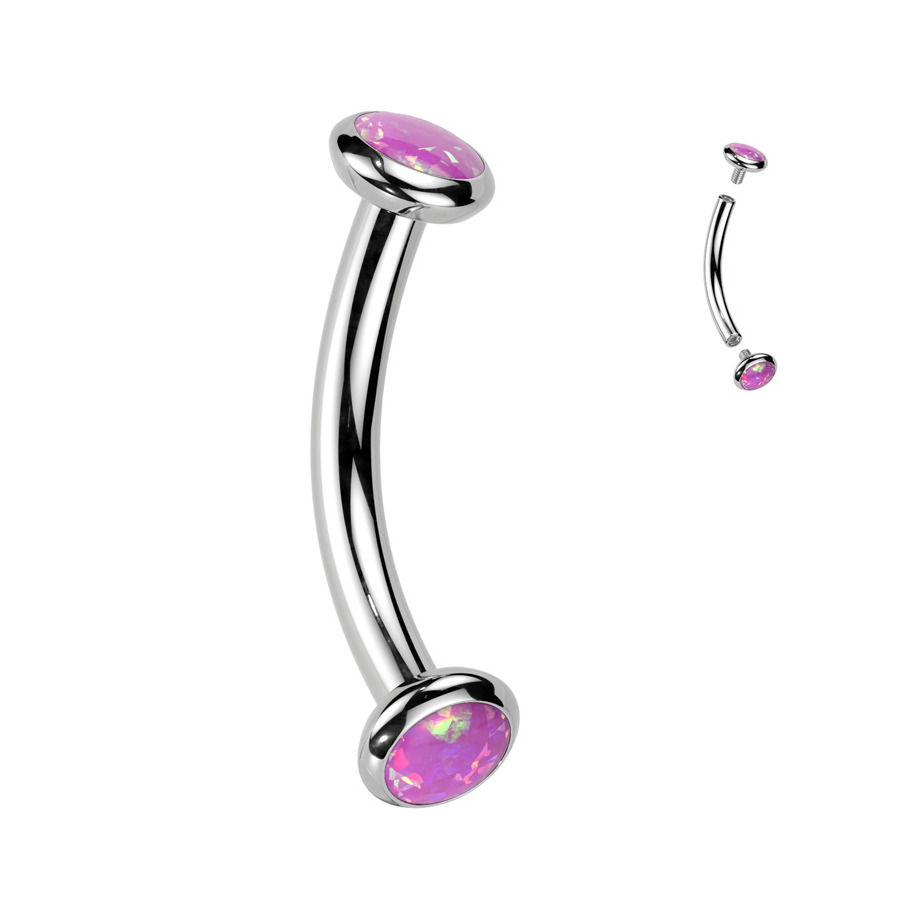 Šperky4U Piercing do obočí TITAN, růžový opál - TIT1380-OP22