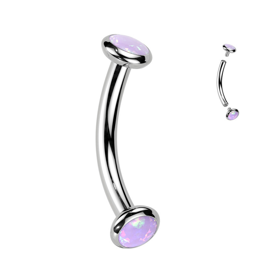 Šperky4U Piercing do obočí TITAN, fialový opál - TIT1380-OP38