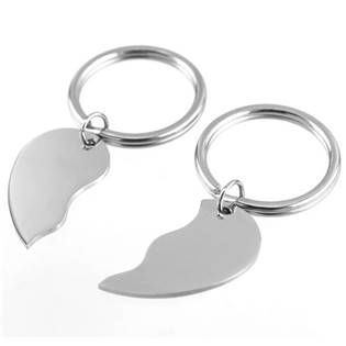 2 ks ocelových přívěšeků na klíče - dělené srdce