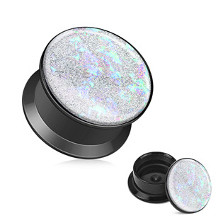 Akrylátový plug do ucha, bílý opál, průměr 16 mm
