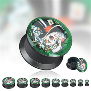 Akrylátový plug do ucha "lebka" - průměr 19 mm
