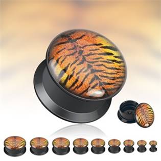 Akrylátový plug do ucha "tygr"- průměr 6 mm