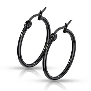 Černé ocelové náušnice - kroužky 25 mm