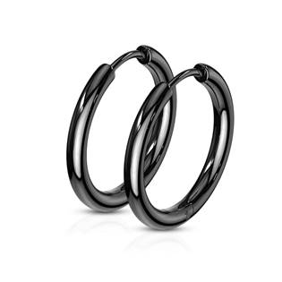 Černé ocelové náušnice - kruhy 17 mm