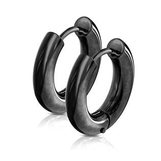Černé ocelové náušnice - kruhy 26 mm