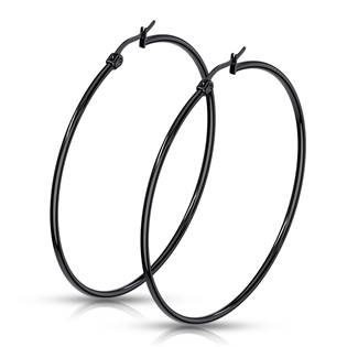 Černé ocelové náušnice - kruhy 60 mm