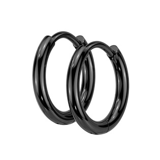 Černé ocelové náušnice kroužky 14mm