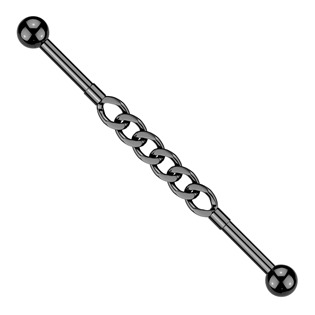 Černý industrial piercing řetěz