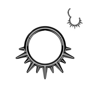 Černý ocelový kruh s hrotíky - helix / cartilage / septum piercing