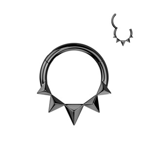 Černý ocelový kruh s hroty - helix / cartilage / septum piercing