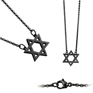 Černý ocelový náhrdelník - Davidova hvězda