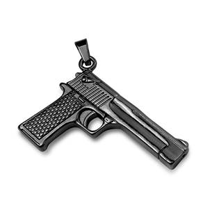 Černý ocelový přívěšek pistole