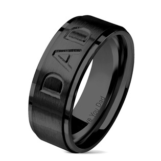 Černý ocelový prsten "DAD"
