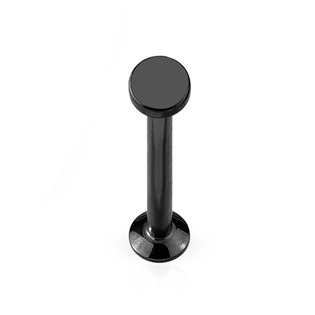 Černý piercing do brady - labreta 1,2 x 6 mm, kolečko 3 mm