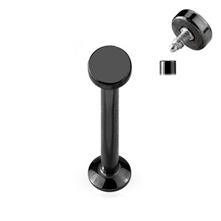 Černý piercing do brady - labreta 1,2 x 6 mm, kolečko 4 mm