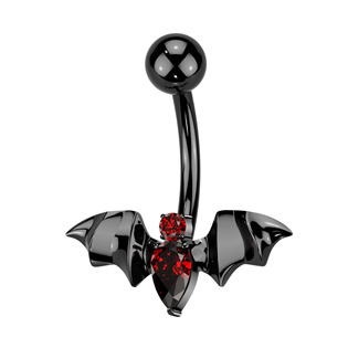 Černý piercing do pupíku netopýr - TITAN